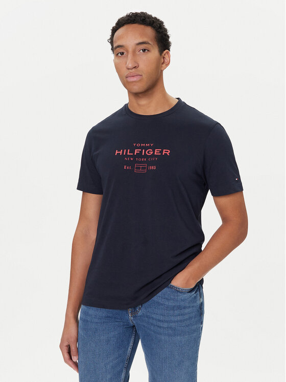 Tommy Hilfiger Tommy Hilfiger T-Shirt Stack Graphic MW0MW40002 Tmavomodrá Regular Fit