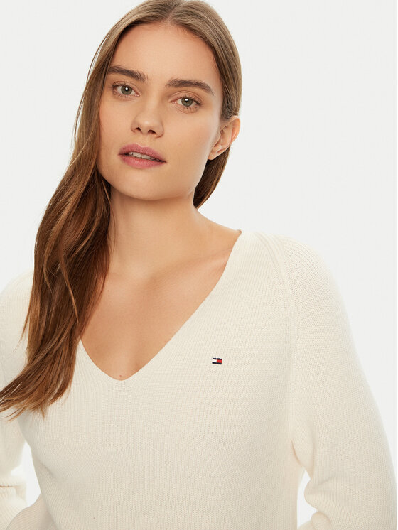 Tommy Hilfiger Tommy Hilfiger Sweter WW0WW44452 Écru Regular Fit