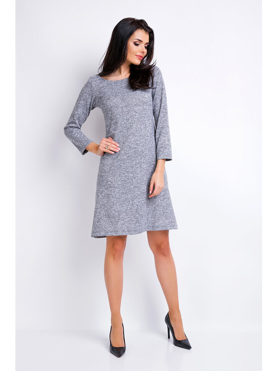 Awama Awama Úpletové šaty A162 Sivá Basic Fit