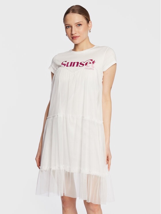 Fracomina Rochie de zi FS23SD1039J401Q5 Alb Regular Fit