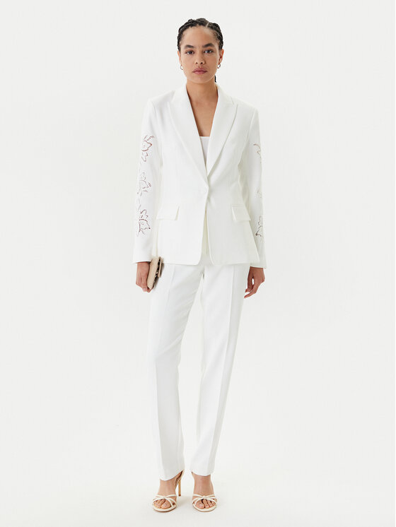 Morgan Morgan Pantaloni di tessuto 251-PVAPLO Bianco Loose Fit