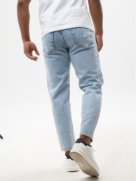Jigga Wear Jigga Wear Jeansy Spodnie Jeansowe Carrot Męskie Sprane Jasne Niebieskie Jigga Wear Crown M Niebieski Carrot Fit