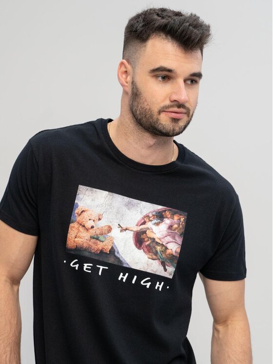 MyStars MyStars T-Shirt Koszulka Z Krótkim Rękawem Męska Czarna MyStars Get High M Czarny Regular Fit