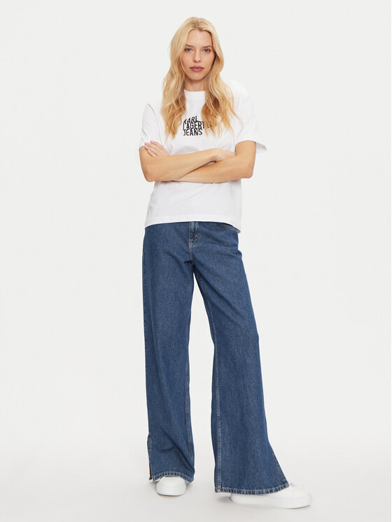 Karl Lagerfeld Jeans Karl Lagerfeld Jeans Majica 246J1712 Bela Regular Fit