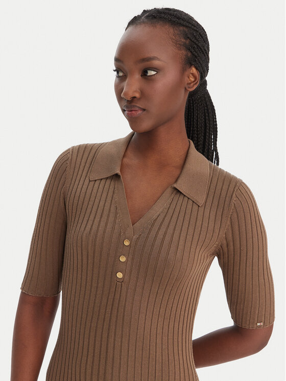 Tommy Hilfiger Tommy Hilfiger Плетена рокля WW0WW48447 Кафяв Slim Fit
