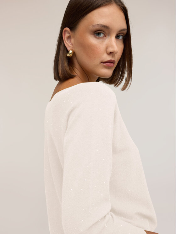 Motivi Motivi Sweter M359E002417N011 Biały Boxy Fit