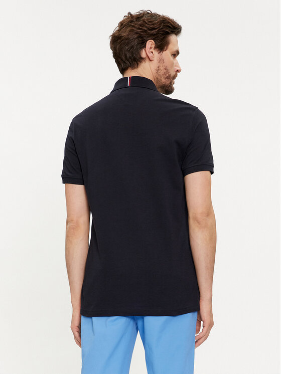 Tommy Hilfiger Tommy Hilfiger Тениска с яка и копчета Stripe Chest MW0MW34769 Тъмносин Regular Fit