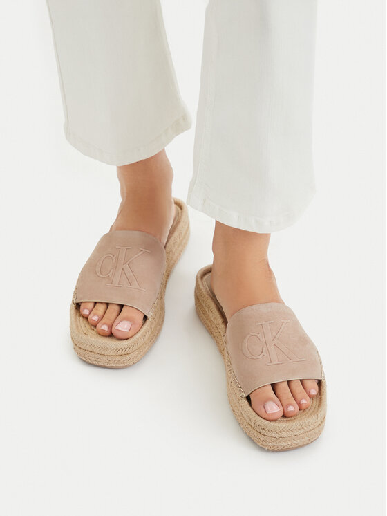 Calvin Klein Espadrile Flatf Espa Mule Nub Mg HW0HW02890 Bej