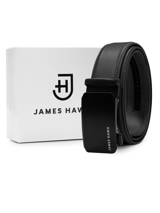 Pasek Męski James Hawk, Czarny, Męski skórzany pasek automatyczny