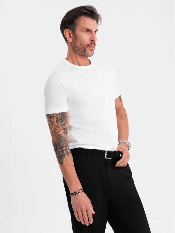 Ombre Ombre T-Shirt OM-TSBS-0236 Biały Regular Fit