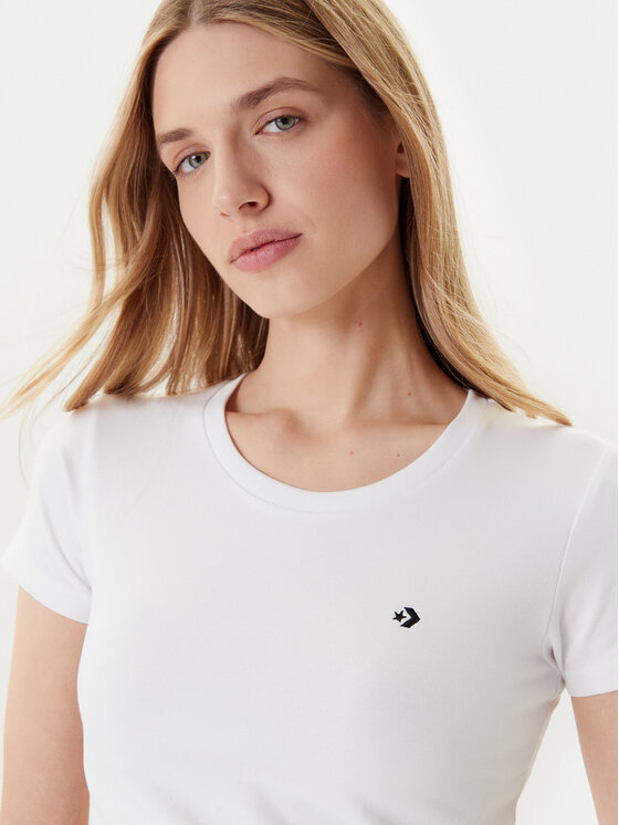 Converse Converse T-Shirt 10027252-A01 Bílá Slim Fit