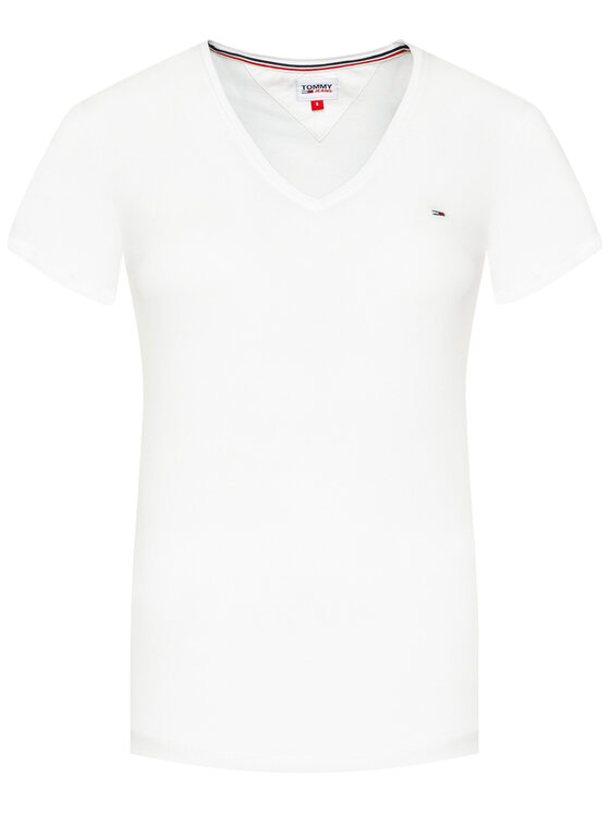 Tommy Jeans Tommy Jeans T-krekls Tjw Skinny Stretch DW0DW09197 Balts Slim Fit
