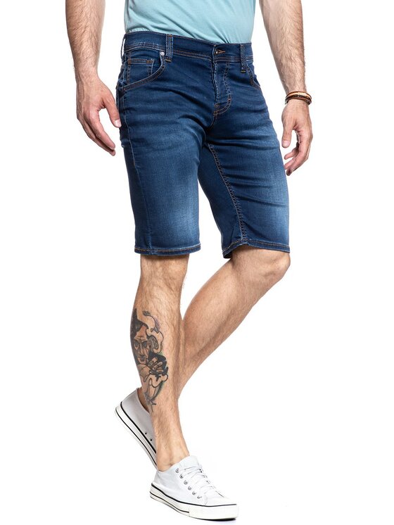 Mustang Mustang Szorty jeansowe CHICAGO SHORT Niebieski Slim Fit