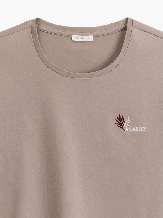 Atlantic Atlantic Piżama Embroidery Bordowy Oversize