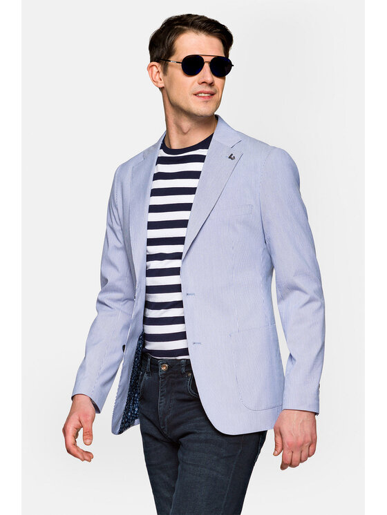 Lancerto Lancerto Marynarka Mexicana Błękitny Slim Fit