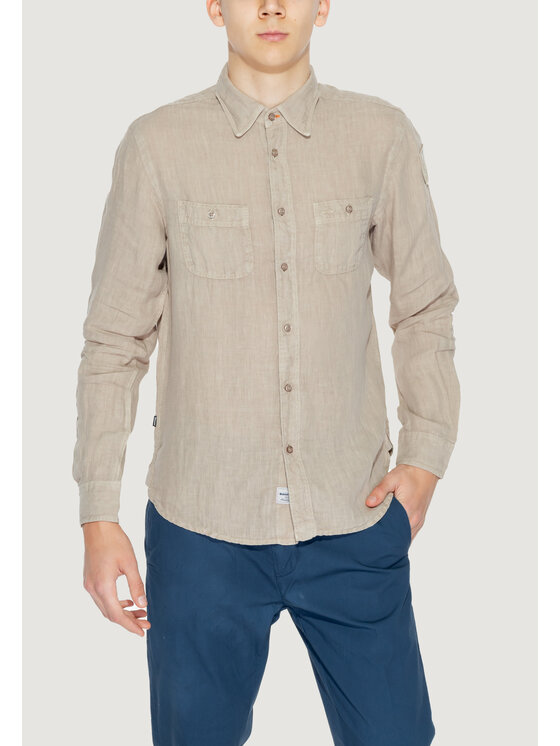 Blauer Blauer Camicia 24SBLUS01038 Beige Long Fit