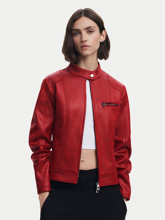 Desigual Desigual Lederjacke 25SWEW46 Rot Regular Fit