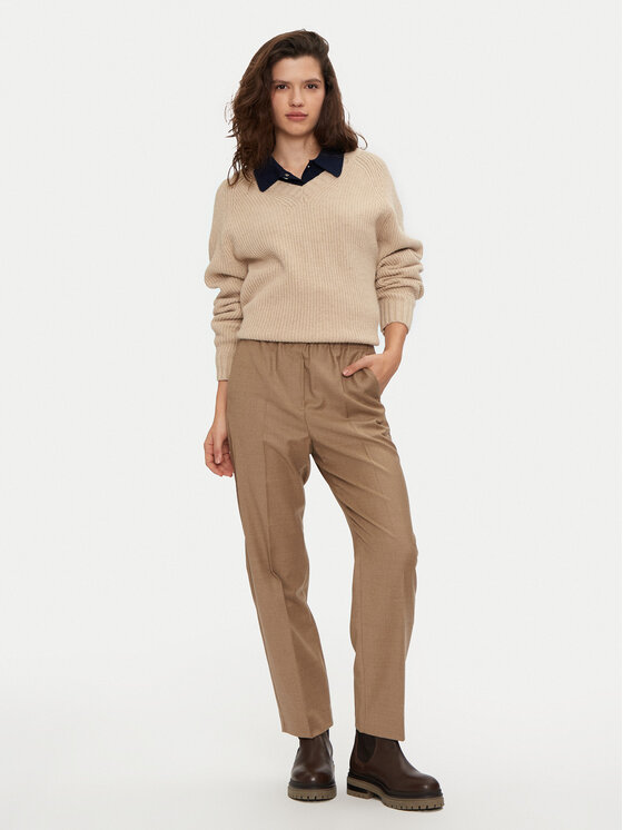 Weekend Max Mara Weekend Max Mara Hlače iz tkanine Hateley 2425136052 Bež Regular Fit