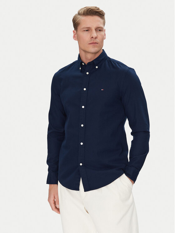 Tommy Hilfiger Tommy Hilfiger Košile MW0MW38556 Tmavomodrá Slim Fit