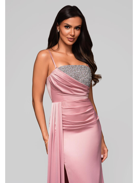 Ombre Ombre Sukienka wieczorowa LA-OM-DLR224 Różowy Slim Fit