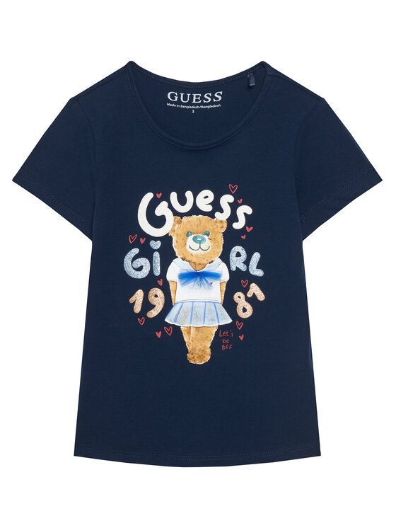 Guess Guess Tricou K6RI03 K6YW4 Bleumarin Regular Fit