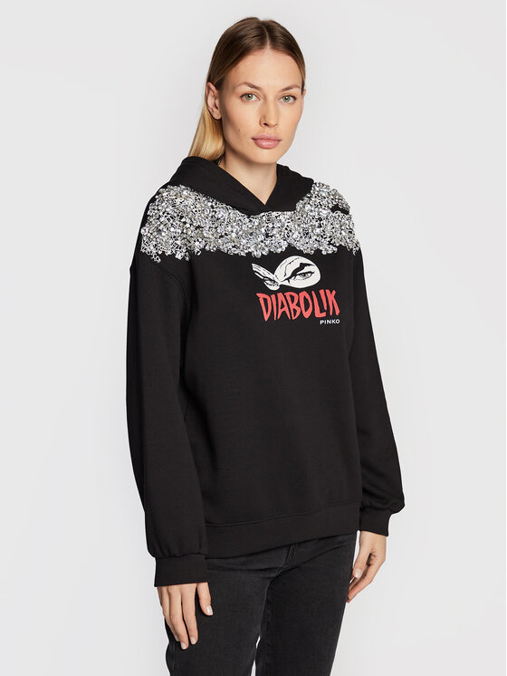 Pinko Mikina DIABOLIK Fiammetta 1L109D 8314 Čierna Regular Fit