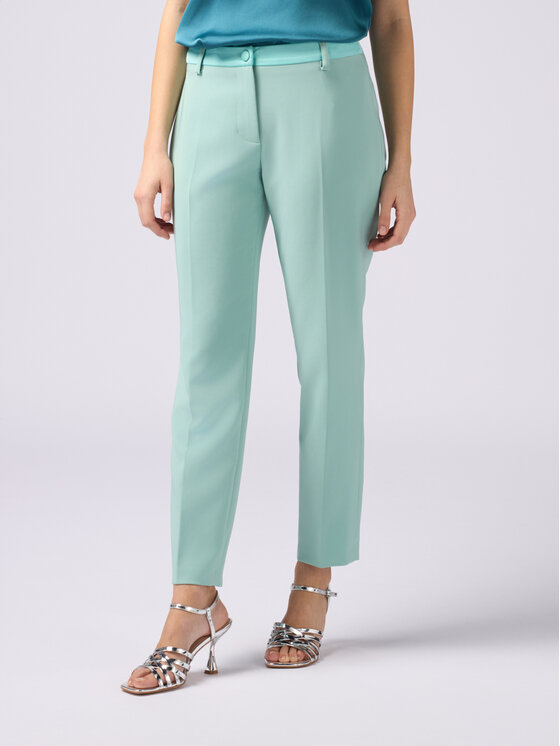 Oltre Oltre Pantaloni di tessuto P055R008538N015 Turchese Regular Fit