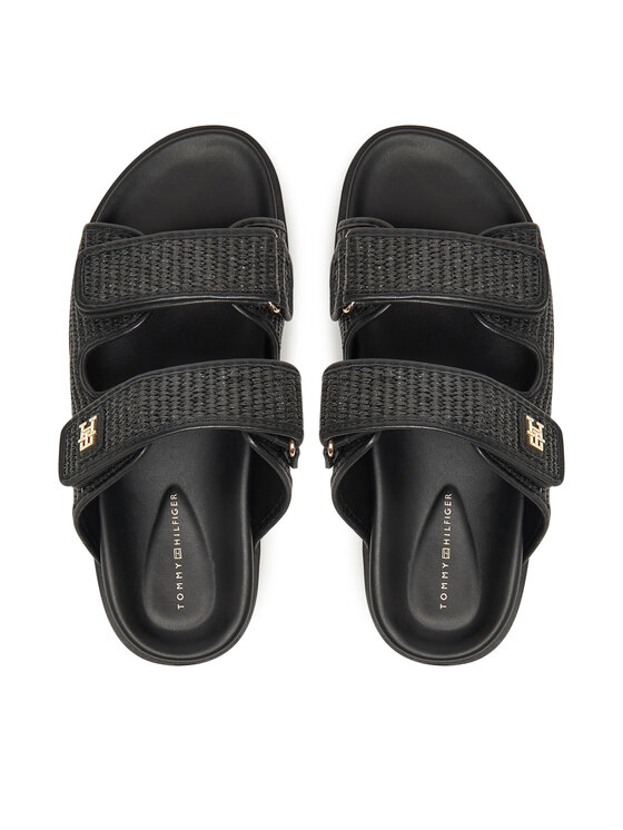 Tommy Hilfiger Tommy Hilfiger Klapki DOUBLE STRAP RAFFIA FW0FW08940 Czarny