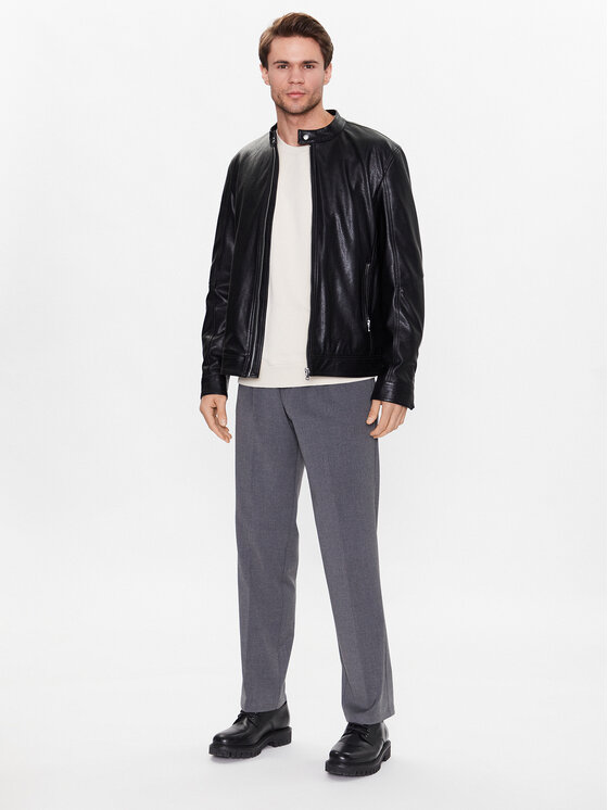 Sisley Sisley Яке от имитация на кожа 21DYSN01L Черен Regular Fit