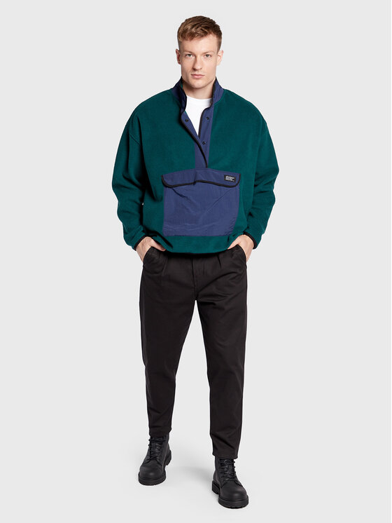 Felpa di pile Mock Neck A3301-0001 Verde Oversize