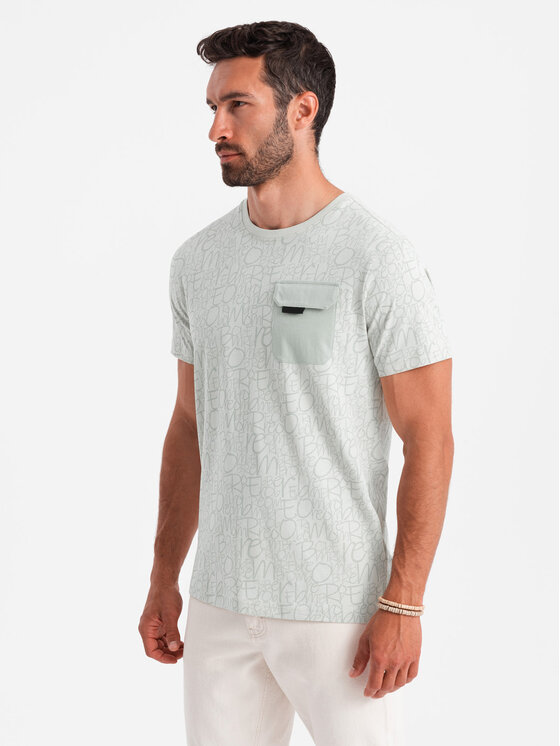 Ombre Ombre T-Shirt OM-TSFP-0188 Zielony Regular Fit