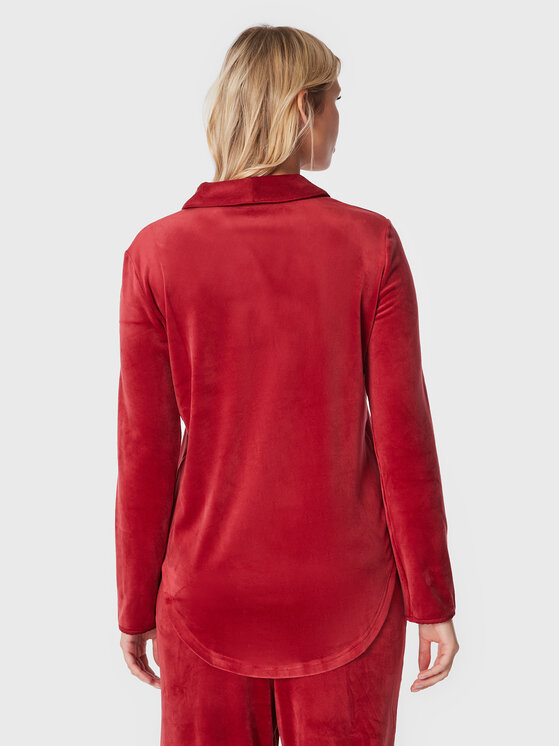 Triumph Triumph Pidžamas krekls Mix & Match Velour 10213389 Sarkans Boyfriend Fit