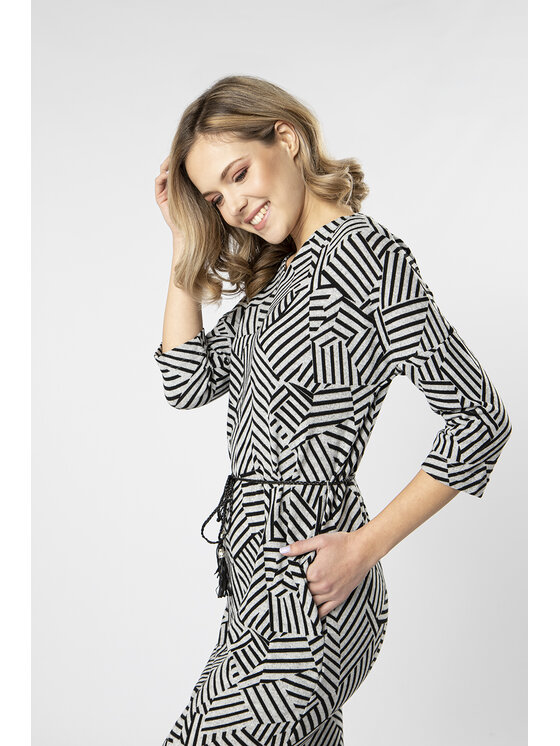 QUIOSQUE QUIOSQUE Každodenní šaty GEOZIG DRESS Šedá Regular Fit