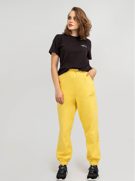 Tommy Hilfiger Tommy Hilfiger Spodnie dresowe DW0DW11886-ZGF R. SXS Żółty Regular Fit