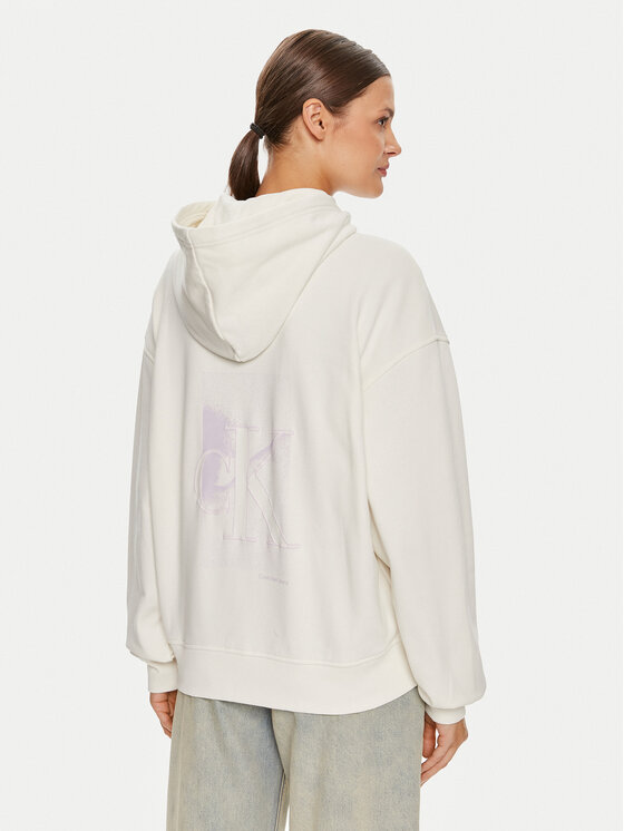 Calvin Klein Jeans Calvin Klein Jeans Felpa Diffused J20J223533 Écru Regular Fit