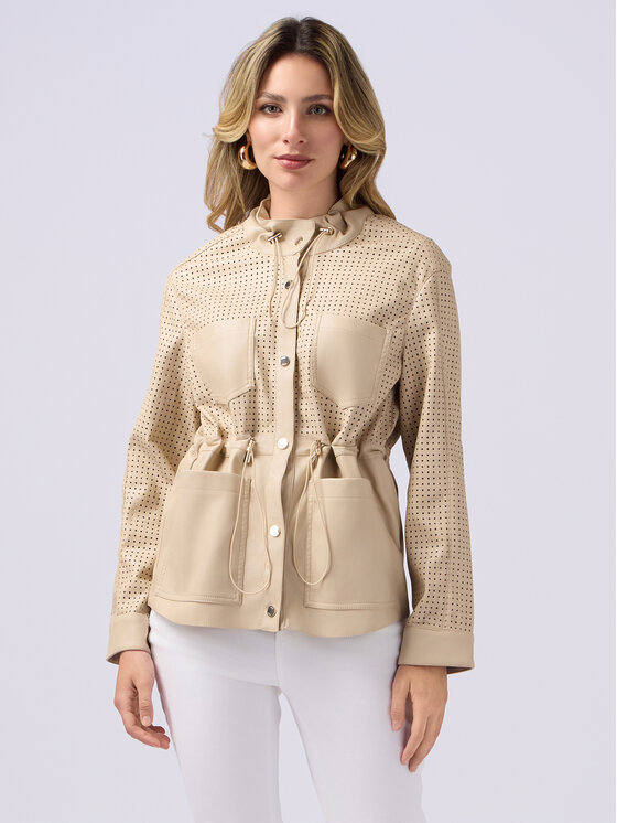 Oltre Oltre Giacca in similpelle R324J000264N002 Écru A-Line Fit