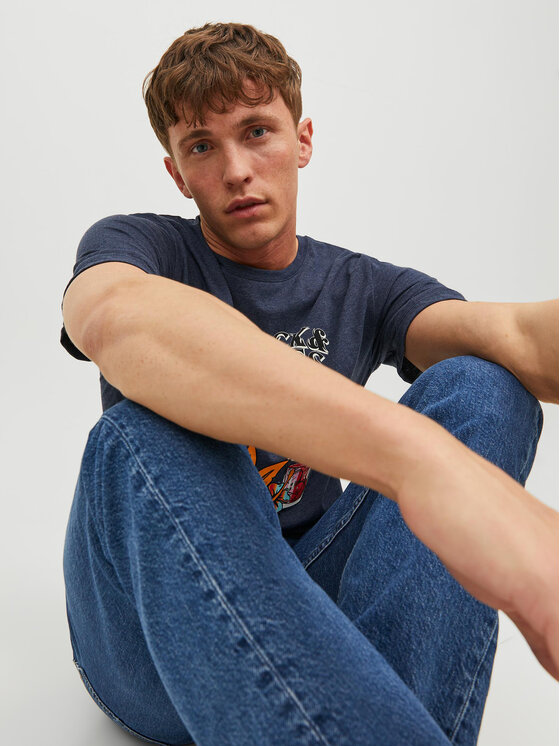 Jack & Jones Jack & Jones Marškinėliai Beach Bone 12234309 Tamsiai mėlyna Standard Fit