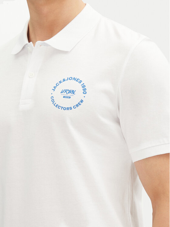 Jack&Jones Jack&Jones Тениска с яка и копчета Simon 12269299 Бял Regular Fit