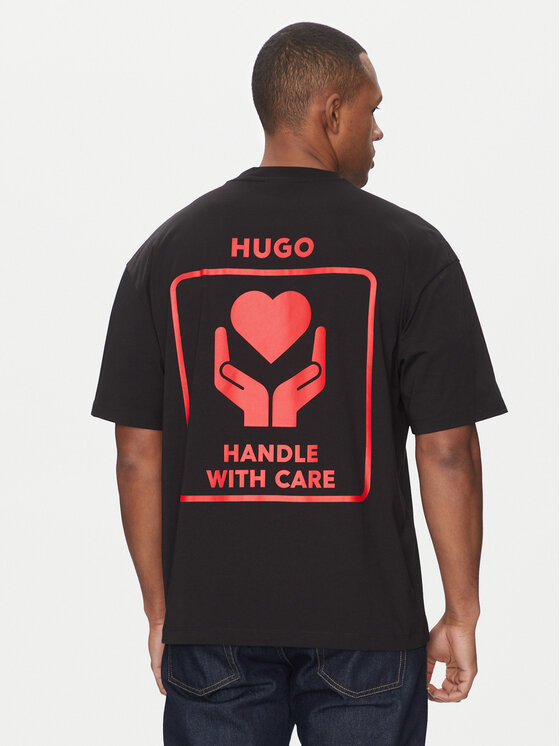 HUGO Tricou Dewdam 50530557 Negru Relaxed Fit | Modivo.ro