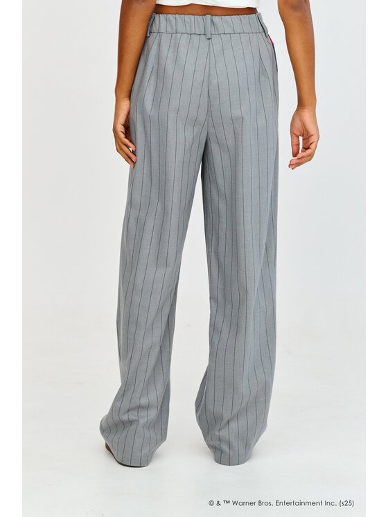 NAOKO NAOKO Bavlnené nohavice Manhattan Style Sivá Regular Fit