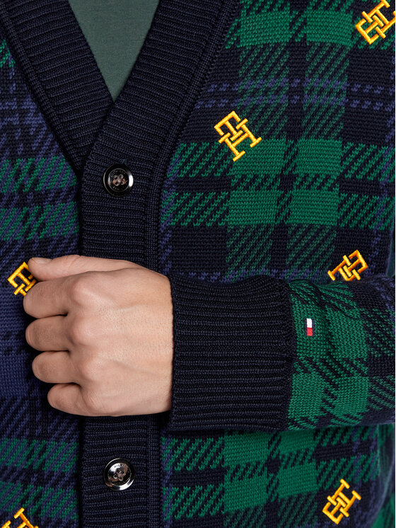 Tommy Hilfiger Tommy Hilfiger Kardigan Monogram MW0MW29037 Granatowy Regular Fit