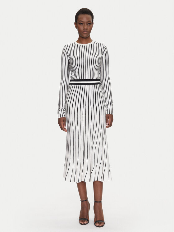 Fracomina Fracomina Džemper haljina FS25SD5002K501N8 Bijela Slim Fit