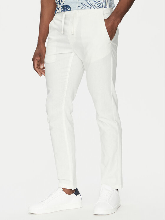 INDICODE Bavlnené nohavice Vitamin 60-333 Biela Slim Fit