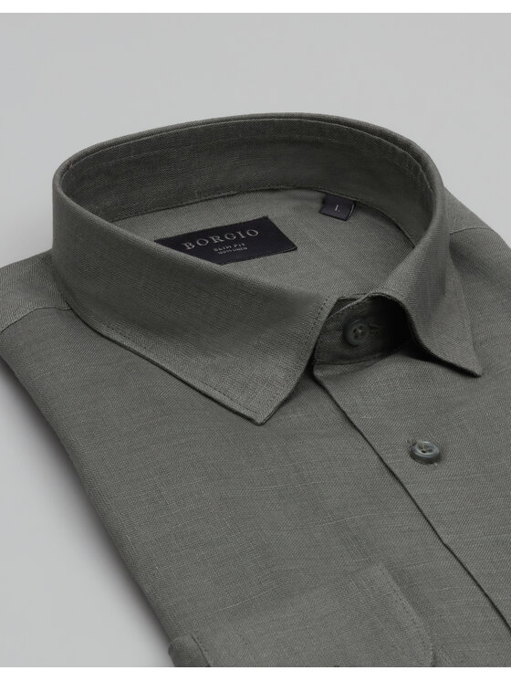 Borgio Borgio Koszula linosa_00669_z Zielony Slim Fit