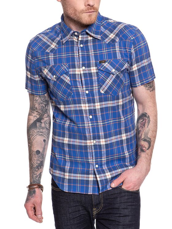 Lee Lee Koszula SS WESTERN Niebieski Regular Fit