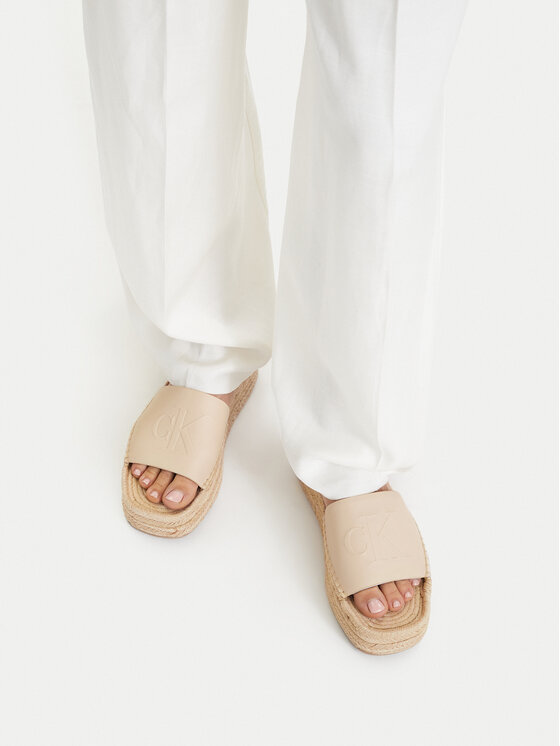Calvin Klein Espadrile Flatf Espa Mule Lth Mg HW0HW03027 Bej
