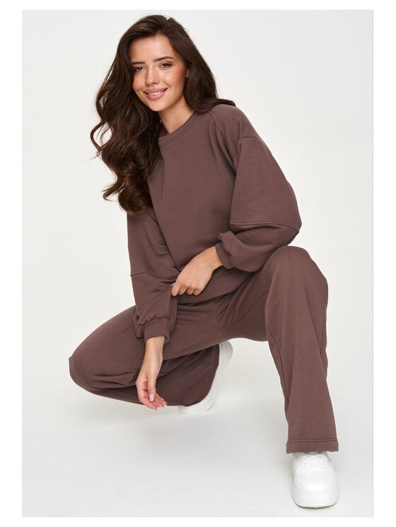 Makadamia Makadamia Dres M951 Brązowy Loose Fit