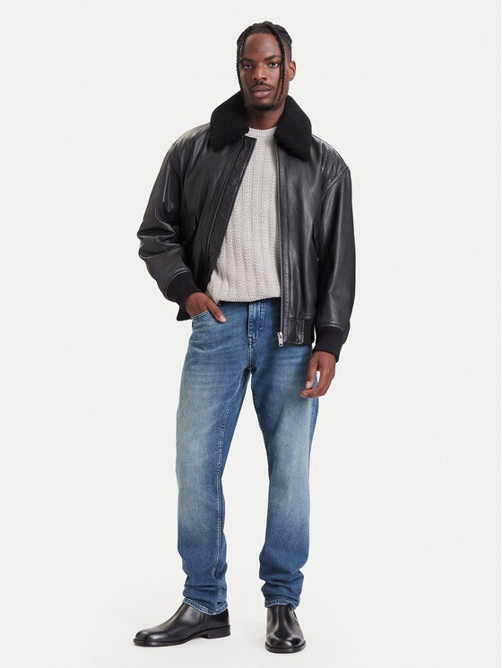 BOSS BOSS Kurtka skórzana Jopeak 50566594 Czarny Regular Fit
