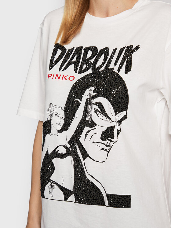 PINKO Pinko Marškinėliai DIABOLIK Fabiola 1L1099 Y5SN Balta Regular Fit