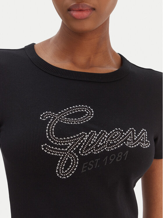 Guess Guess Póló W6RI22 KA0H1 Fekete Slim Fit
